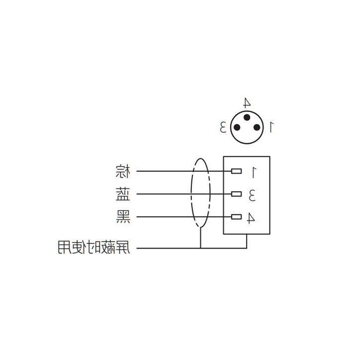  M8 3Pin、公头90°、单端预铸电缆、防焊渣PUR材质、橙色护套、63T541-XXX